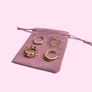 18k Gold Plated Adjustable Chunky Ring Set